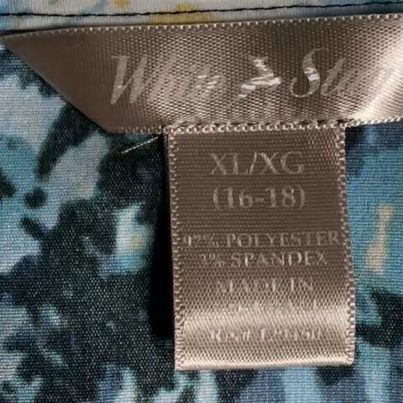 White Stag Button Up Blouse XL — Teal/Black/Yellow Snakeskin-Style Print - Picture 4 of 9